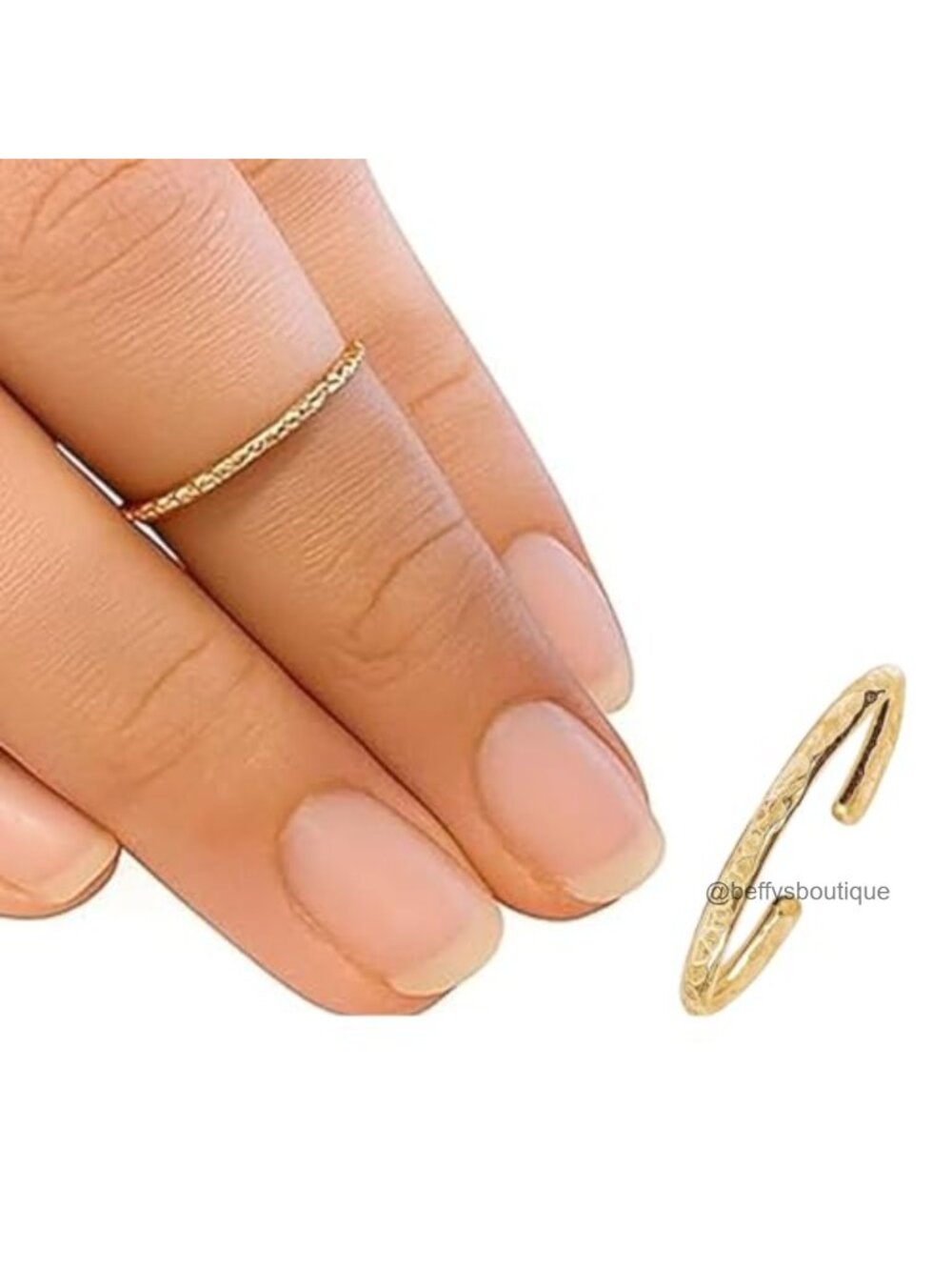 14K Gold Filled Adjustable Hammered Ring Handmade Stackable Minimalist